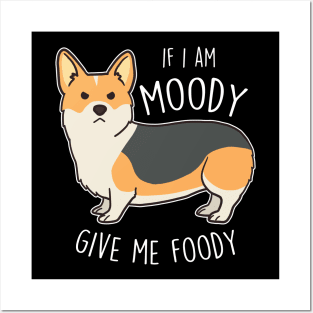 Red-Headed Tricolor Corgi Moody Foody Posters and Art